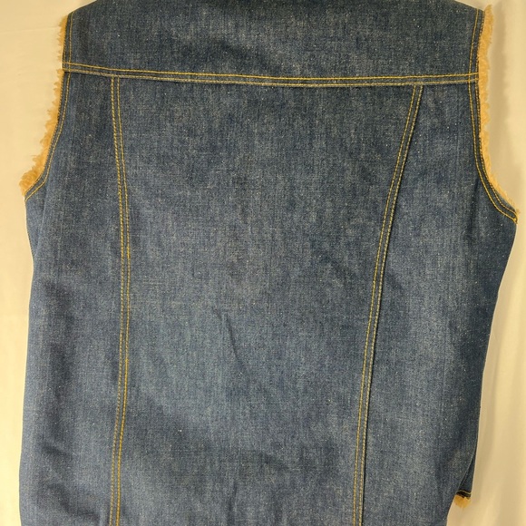 Vintage Olympic of Canada Sherpa Lined Blue Denim Vest w/ Tan Lining Made in CA - Picture 3 of 10